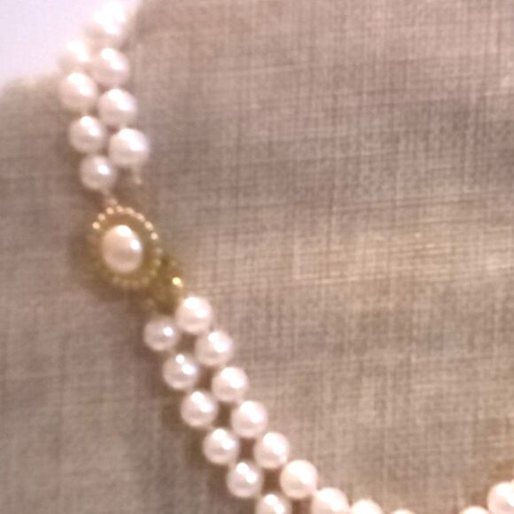 Vintage Double Strand Hand Knotted Glass Pearl Necklace - Picture 3 of 4
